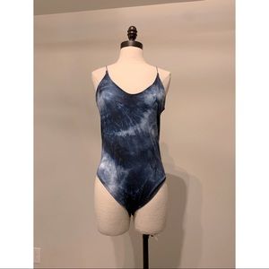 Blue tie dye bodysuit